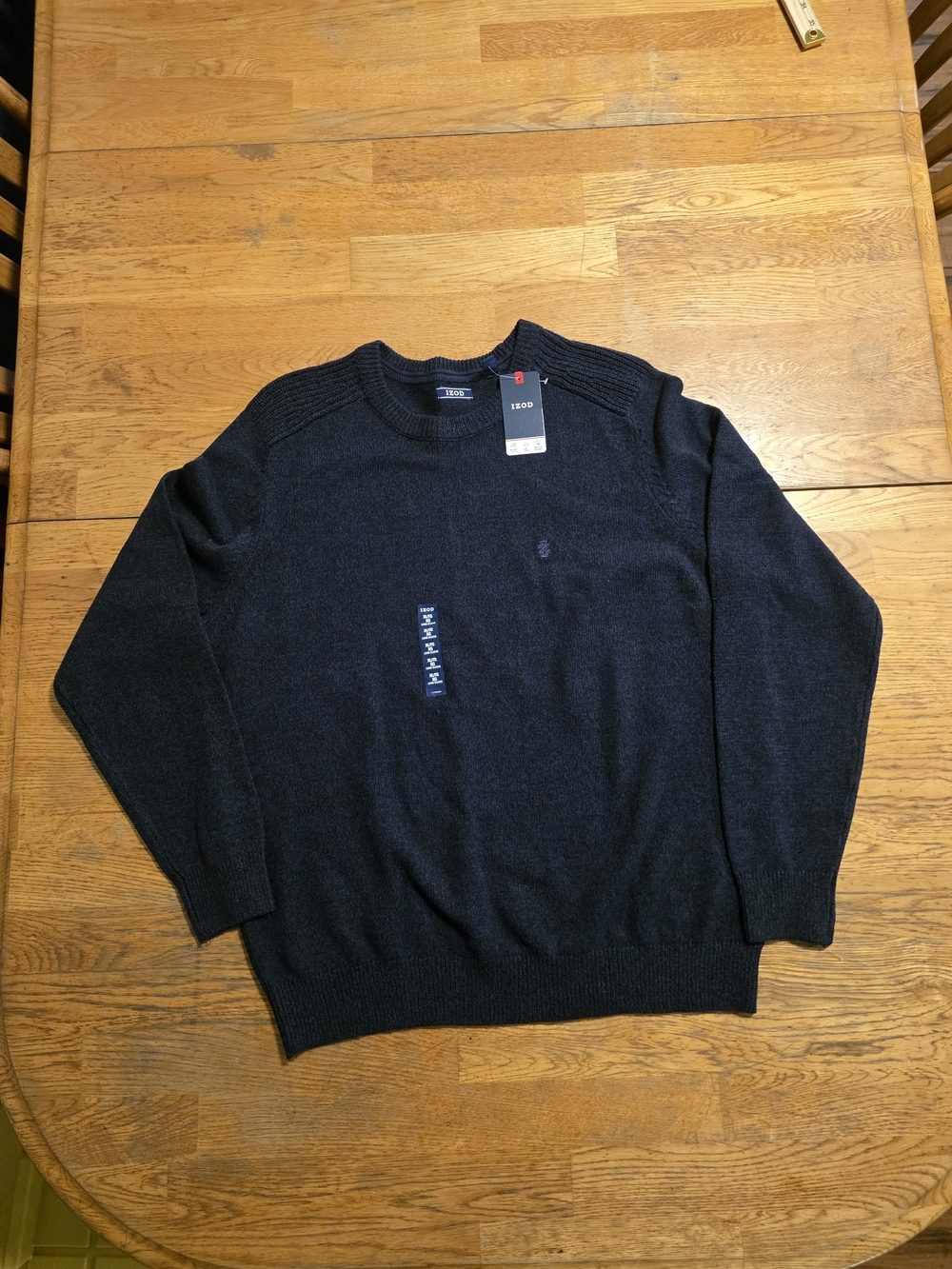 Izod Men's Crewneck Knit Preppy Sweater in Dark Navy